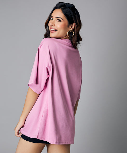 Oversize Salmon Pink Floral Tshirt